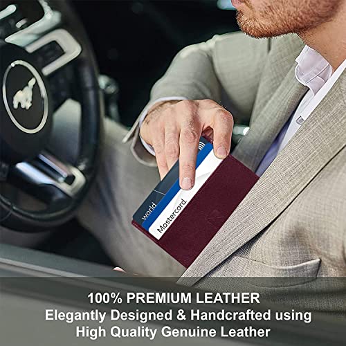 ALLEN & MATE Leather Card Holder Slim Wallet, Minimalist Wallet Credit Card Holder for Men, Women - Holds up to 6 Cards and Bank Notes, with Gift Box