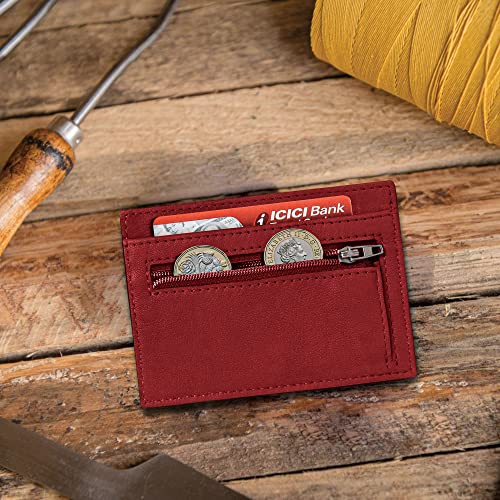 ALLEN & MATE Leather Card Holder Slim Wallet, RFID Blocking Minimalist Wallet Credit Card Holder, Holds Cards and Bank Notes