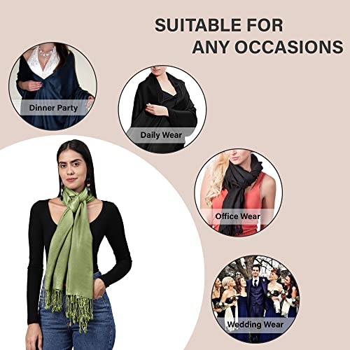 ALLEN & MATE Handcrafted Soft Pashmina Shawl Scarf Wrap Stole for Women in Solid Colors