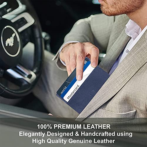 ALLEN & MATE Leather Card Holder Slim Wallet, Minimalist Wallet Credit Card Holder for Men, Women - Holds up to 6 Cards and Bank Notes, with Gift Box