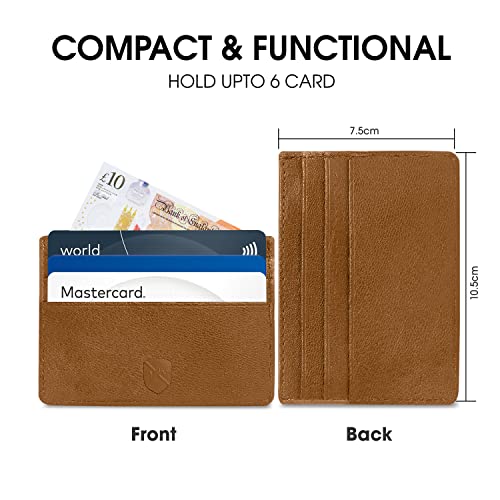 ALLEN & MATE Leather Card Holder Slim Wallet, Minimalist Wallet Credit Card Holder for Men, Women - Holds up to 6 Cards and Bank Notes, with Gift Box