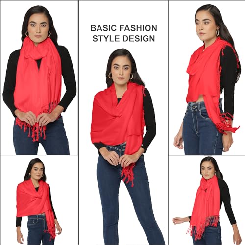 ALLEN & MATE Handcrafted Soft Pashmina Shawl Scarf Wrap Stole for Women in Solid Colors