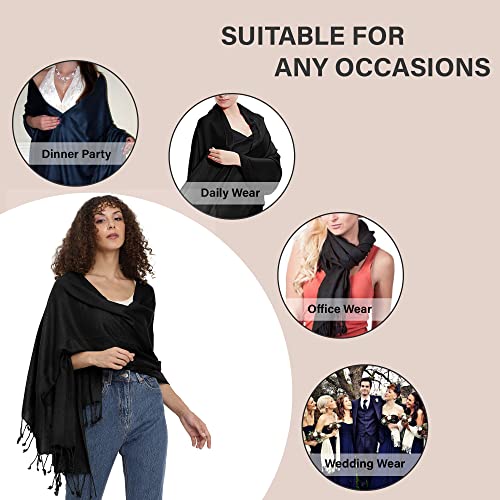 ALLEN & MATE Handcrafted Soft Pashmina Shawl Scarf Wrap Stole for Women in Solid Colors