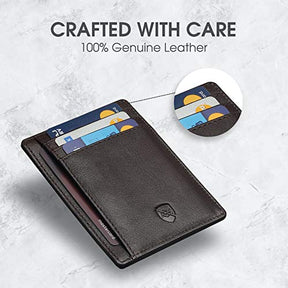 ALLEN & MATE Leather Card Holder Slim Wallet, RFID Blocking Minimalist Wallet Credit Card Holder, Holds Cards and Bank Notes