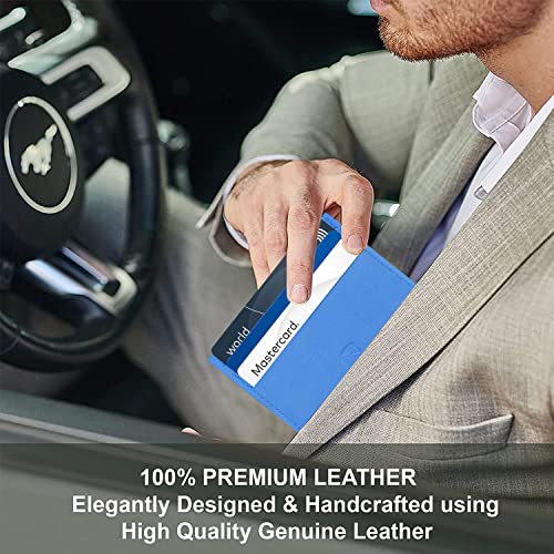 ALLEN & MATE Leather Card Holder Slim Wallet, Minimalist Wallet Credit Card Holder for Men, Women - Holds up to 6 Cards and Bank Notes, with Gift Box