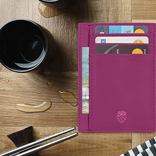 ALLEN & MATE Leather Card Holder Slim Wallet, RFID Blocking Minimalist Wallet Credit Card Holder, Holds Cards and Bank Notes