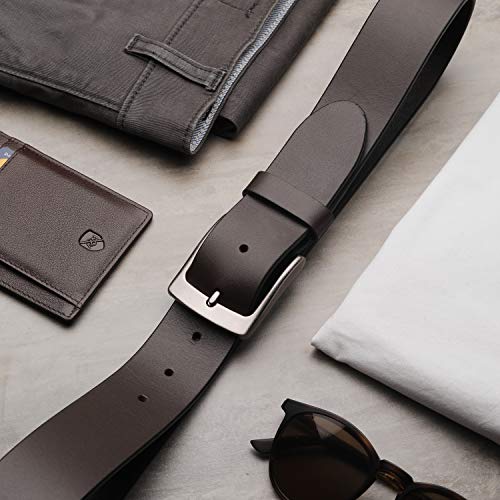 ALLEN & MATE Leather Belts for Men Anti-scratched Buckle Soft Men's Belts for Casual Jeans Dress