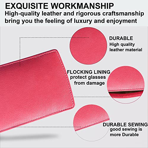 ALLEN & MATE Real Leather Reading Glasses Case Slim Soft Spectacles Pouch Sleeve with Glass Cleaning Cloth