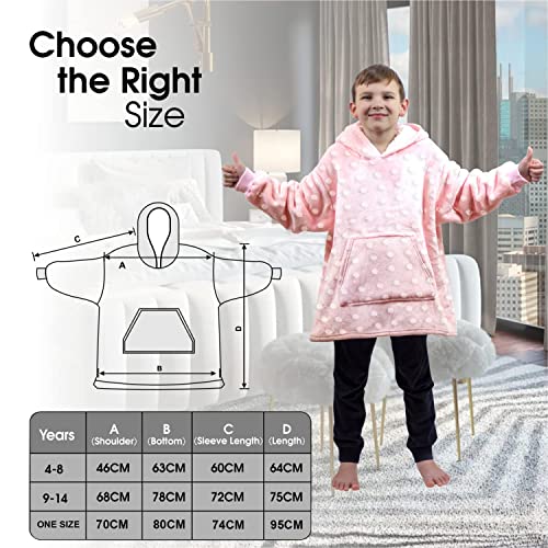 ALLEN & MATE Hoodie Blanket for Kids Adults, Oversized Blanket Hoodie, Warm Dressing Gown, Soft Fleece Hooded Robe, Gifts for Boys Girls Teens Adults