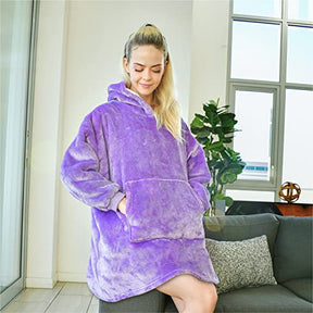 ALLEN & MATE Hoodie Blanket for Kids Adults, Oversized Blanket Hoodie, Warm Dressing Gown, Soft Fleece Hooded Robe, Gifts for Boys Girls Teens Adults