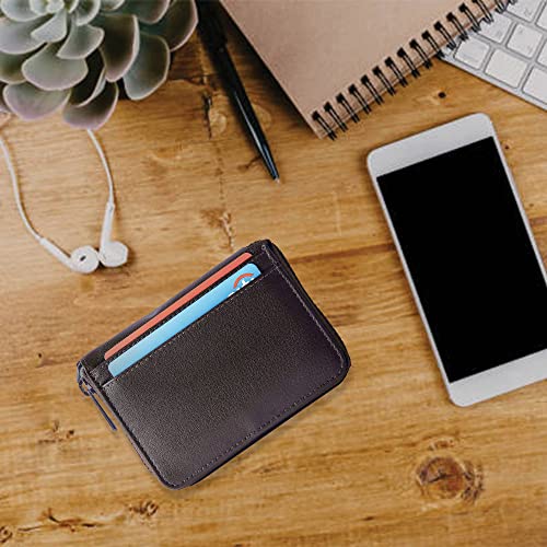 ALLEN & MATE Mens Wallet with Zip, RFID Blocking Slim Leather Wallet, Credit Card Holder, Leather Zipped Wallet for Men Women, Holds up to 12 Cards, Bank Notes, Coins
