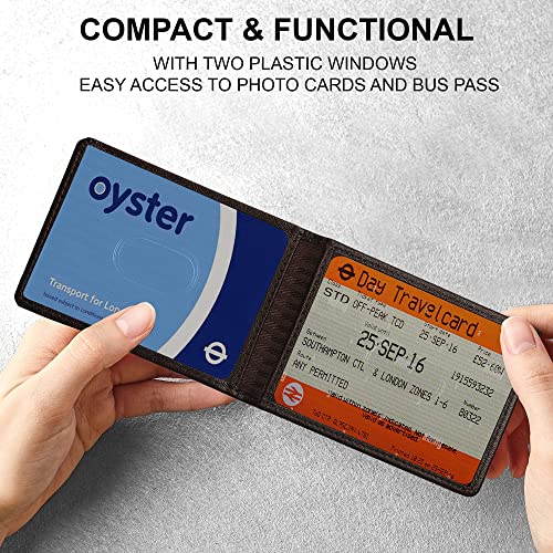 ALLEN & MATE Genuine Leather Bus Pass Travel Card Holder/Driving License Oyster, Minimalist Wallet Credit Card Holder