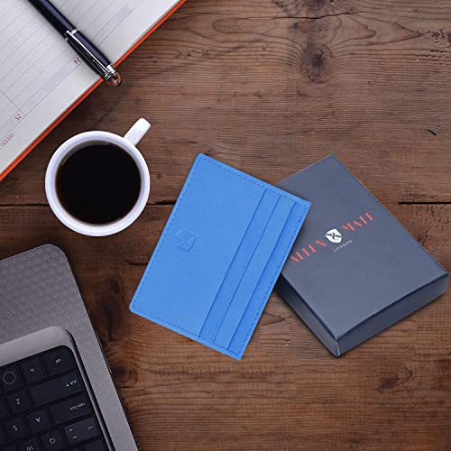 ALLEN & MATE Leather Card Holder Slim Wallet, Minimalist Wallet Credit Card Holder for Men, Women - Holds up to 6 Cards and Bank Notes, with Gift Box