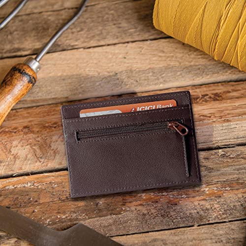 ALLEN & MATE Leather Card Holder Slim Wallet, RFID Blocking Minimalist Wallet Credit Card Holder, Holds Cards and Bank Notes
