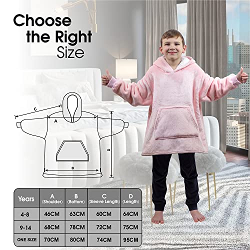 ALLEN & MATE Hoodie Blanket for Kids Adults, Oversized Blanket Hoodie, Warm Dressing Gown, Soft Fleece Hooded Robe, Gifts for Boys Girls Teens Adults