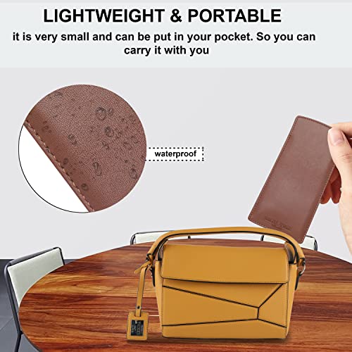 ALLEN & MATE Real Leather Reading Glasses Case Slim Soft Spectacles Pouch Sleeve with Glass Cleaning Cloth