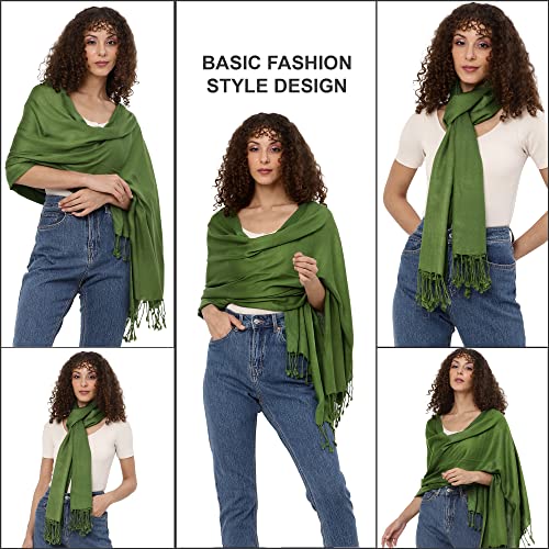 ALLEN & MATE Handcrafted Soft Pashmina Shawl Scarf Wrap Stole for Women in Solid Colors