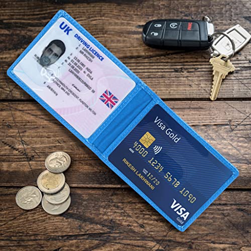 ALLEN & MATE Genuine Leather Bus Pass Travel Card Holder/Driving License Oyster, Minimalist Wallet Credit Card Holder