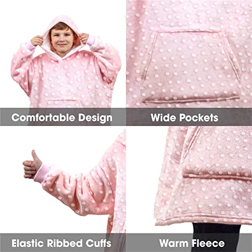 ALLEN & MATE Hoodie Blanket for Kids Adults, Oversized Blanket Hoodie, Warm Dressing Gown, Soft Fleece Hooded Robe, Gifts for Boys Girls Teens Adults