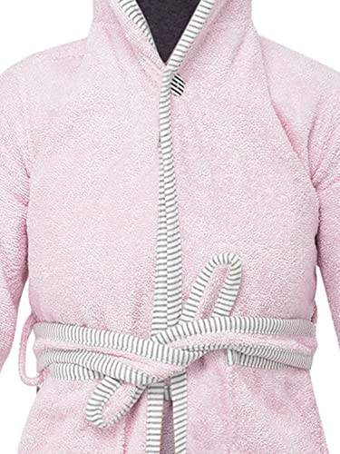 ALLEN & MATE Dressing Gown Kids, 100% Cotton Bathrobes with Hoodie and Pockets, Terry Towel Dressing Gown for Girls, Boys 3-12 Years