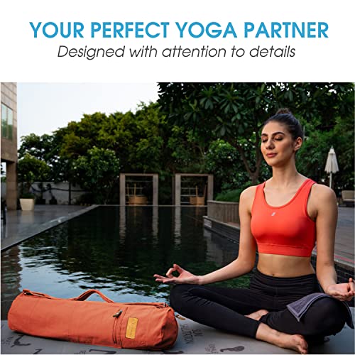 ALLEN & MATE Yoga Mat Bag and Carriers for Women and Men with Face Towel - Portable Multifunction Storage Pockets Canvas Yoga Bags