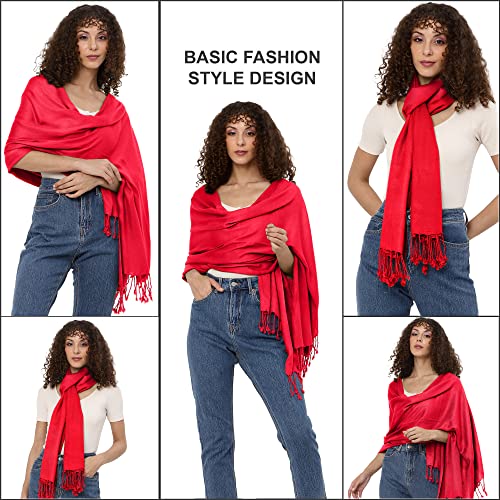 ALLEN & MATE Handcrafted Soft Pashmina Shawl Scarf Wrap Stole for Women in Solid Colors