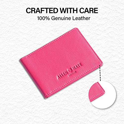 ALLEN & MATE Genuine Leather Bus Pass Travel Card Holder/Driving License Oyster, Minimalist Wallet Credit Card Holder