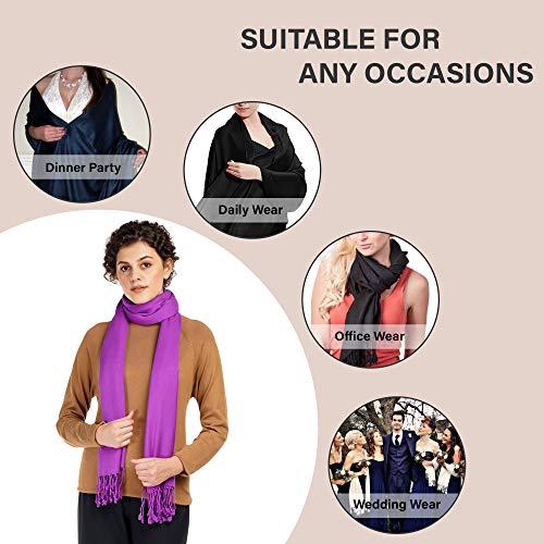 ALLEN & MATE Handcrafted Soft Pashmina Shawl Scarf Wrap Stole for Women in Solid Colors