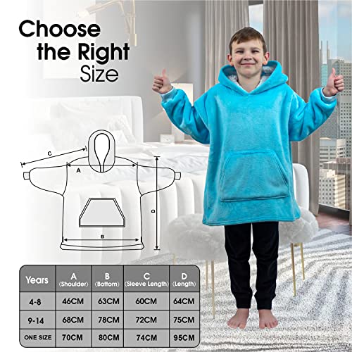 ALLEN & MATE Hoodie Blanket for Kids Adults, Oversized Blanket Hoodie, Warm Dressing Gown, Soft Fleece Hooded Robe, Gifts for Boys Girls Teens Adults