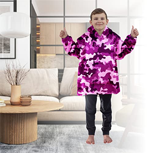 ALLEN & MATE Hoodie Blanket for Kids Adults, Oversized Blanket Hoodie, Warm Dressing Gown, Soft Fleece Hooded Robe, Gifts for Boys Girls Teens Adults