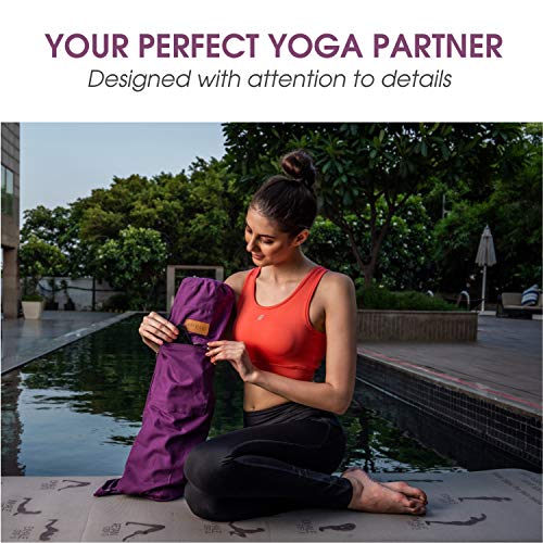 ALLEN & MATE Yoga Mat Bag and Carriers for Women and Men with Face Towel - Portable Multifunction Storage Pockets Canvas Yoga Bags
