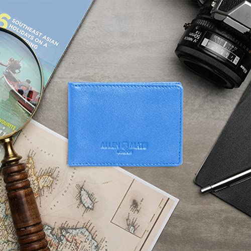 ALLEN & MATE Genuine Leather Bus Pass Travel Card Holder/Driving License Oyster, Minimalist Wallet Credit Card Holder