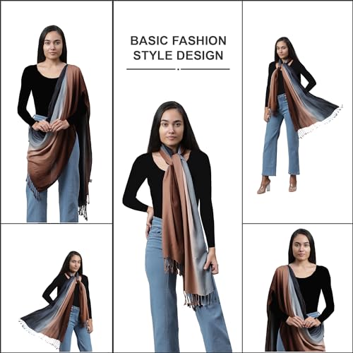 ALLEN & MATE Handcrafted Soft Pashmina Shawl Scarf Wrap Stole for Women in Solid Colors