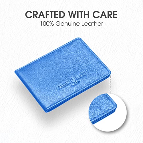 ALLEN & MATE Genuine Leather Bus Pass Travel Card Holder/Driving License Oyster, Minimalist Wallet Credit Card Holder