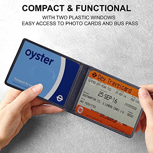 ALLEN & MATE Genuine Leather Bus Pass Travel Card Holder/Driving License Oyster, Minimalist Wallet Credit Card Holder