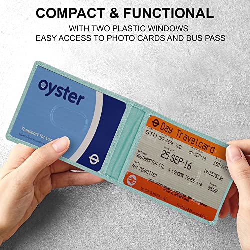 ALLEN & MATE Genuine Leather Bus Pass Travel Card Holder/Driving License Oyster, Minimalist Wallet Credit Card Holder