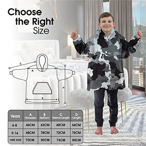 ALLEN & MATE Hoodie Blanket for Kids Adults, Oversized Blanket Hoodie, Warm Dressing Gown, Soft Fleece Hooded Robe, Gifts for Boys Girls Teens Adults