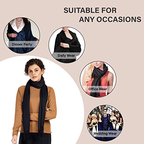 ALLEN & MATE Handcrafted Soft Pashmina Shawl Scarf Wrap Stole for Women in Solid Colors