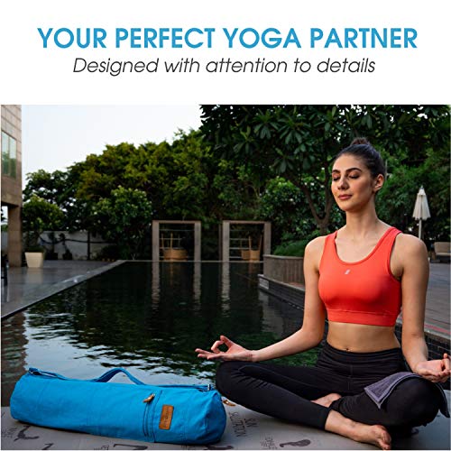 ALLEN & MATE Yoga Mat Bag and Carriers for Women and Men with Face Towel - Portable Multifunction Storage Pockets Canvas Yoga Bags