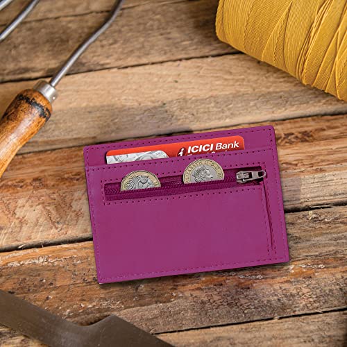 ALLEN & MATE Leather Card Holder Slim Wallet, RFID Blocking Minimalist Wallet Credit Card Holder, Holds Cards and Bank Notes