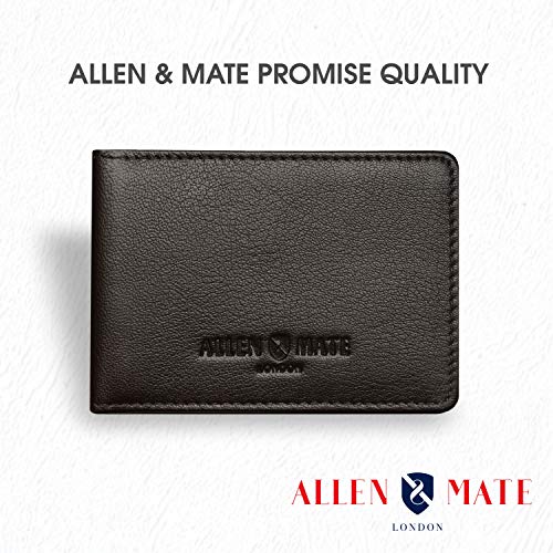 ALLEN & MATE Genuine Leather Bus Pass Travel Card Holder/Driving License Oyster, Minimalist Wallet Credit Card Holder