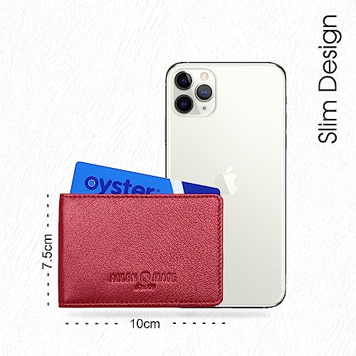 ALLEN & MATE Genuine Leather Bus Pass Travel Card Holder/Driving License Oyster, Minimalist Wallet Credit Card Holder