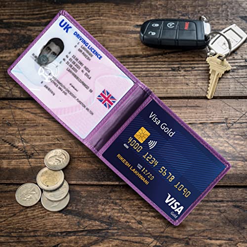 ALLEN & MATE Genuine Leather Bus Pass Travel Card Holder/Driving License Oyster, Minimalist Wallet Credit Card Holder