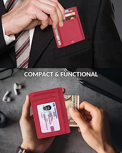 ALLEN & MATE Leather Card Holder Slim Wallet, RFID Blocking Minimalist Wallet Credit Card Holder, Holds Cards and Bank Notes