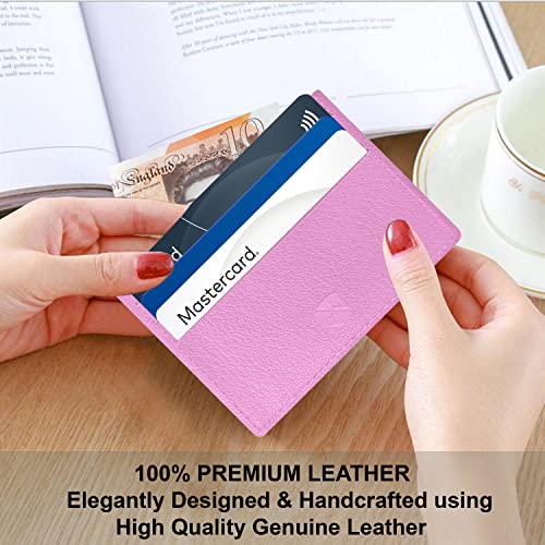 ALLEN & MATE Leather Card Holder Slim Wallet, Minimalist Wallet Credit Card Holder for Men, Women - Holds up to 6 Cards and Bank Notes, with Gift Box