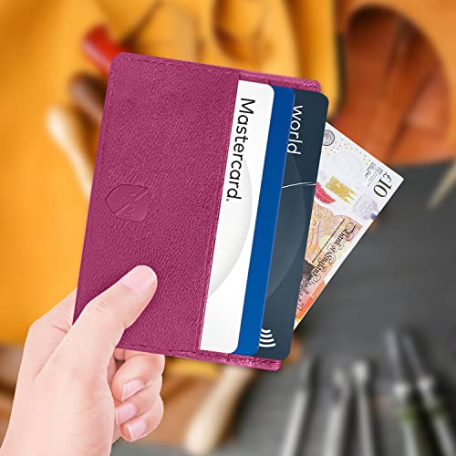 ALLEN & MATE Leather Card Holder Slim Wallet, Minimalist Wallet Credit Card Holder for Men, Women - Holds up to 6 Cards and Bank Notes, with Gift Box