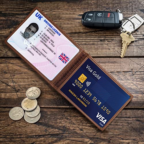 ALLEN & MATE Genuine Leather Bus Pass Travel Card Holder/Driving License Oyster, Minimalist Wallet Credit Card Holder