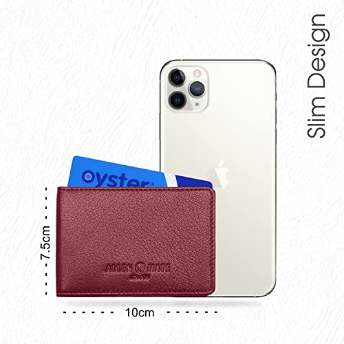 ALLEN & MATE Genuine Leather Bus Pass Travel Card Holder/Driving License Oyster, Minimalist Wallet Credit Card Holder