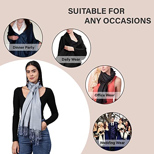 ALLEN & MATE Handcrafted Soft Pashmina Shawl Scarf Wrap Stole for Women in Solid Colors