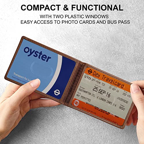 ALLEN & MATE Genuine Leather Bus Pass Travel Card Holder/Driving License Oyster, Minimalist Wallet Credit Card Holder